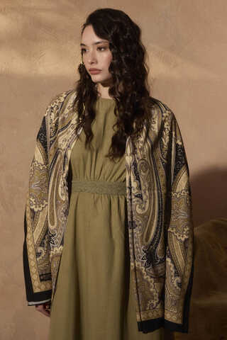 Güpürlü Zeren Elbise Haki - 1