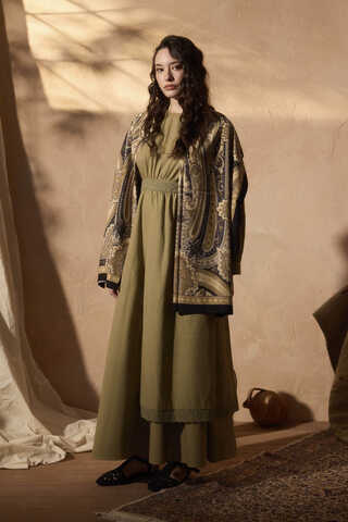 Güpürlü Zeren Elbise Haki - 2