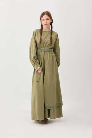 Güpürlü Zeren Elbise Haki - 5