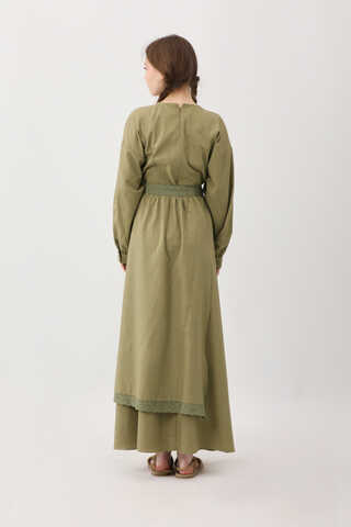 Güpürlü Zeren Elbise Haki - 14