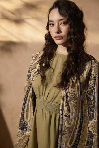 Güpürlü Zeren Elbise Haki - 3