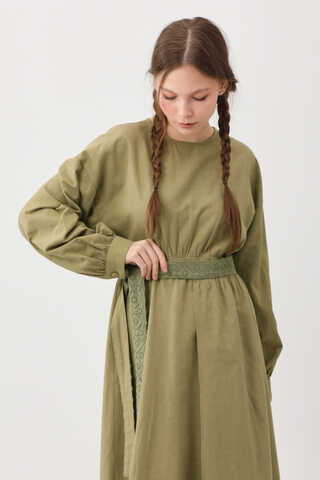 Güpürlü Zeren Elbise Haki - 6