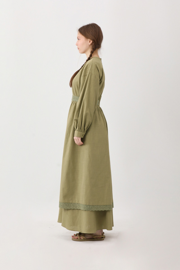 Güpürlü Zeren Elbise Haki - 13