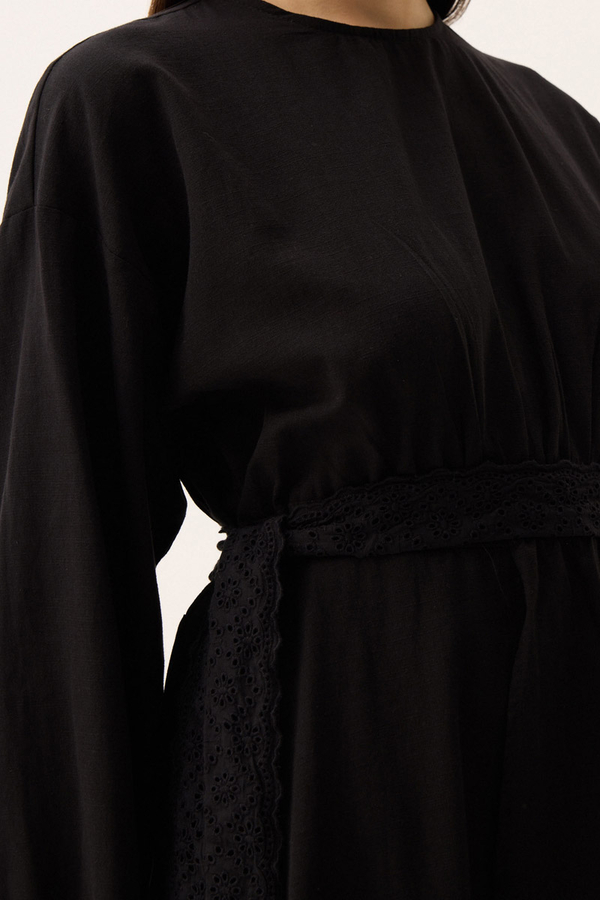 Güpürlü Zeren Elbise Siyah - 9