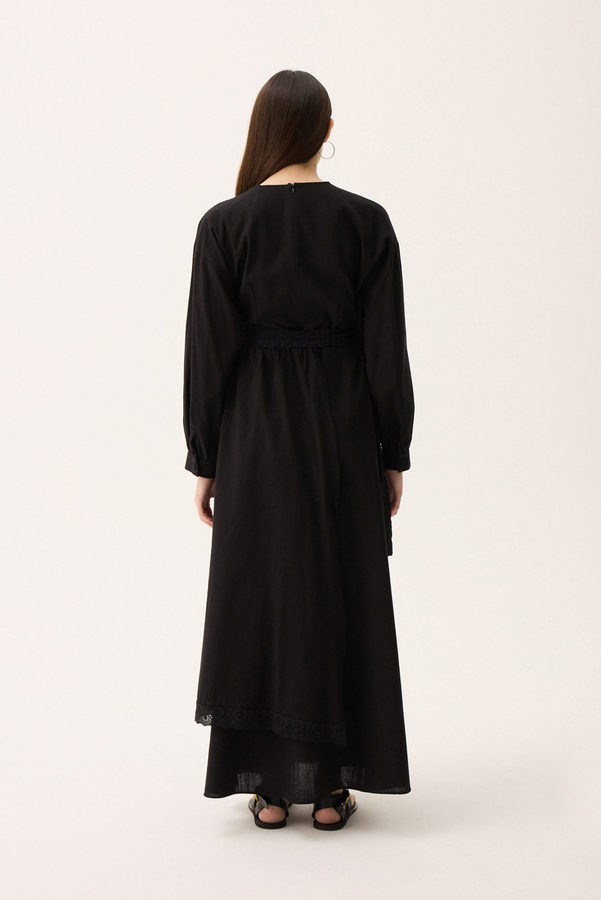 Güpürlü Zeren Elbise Siyah - 11