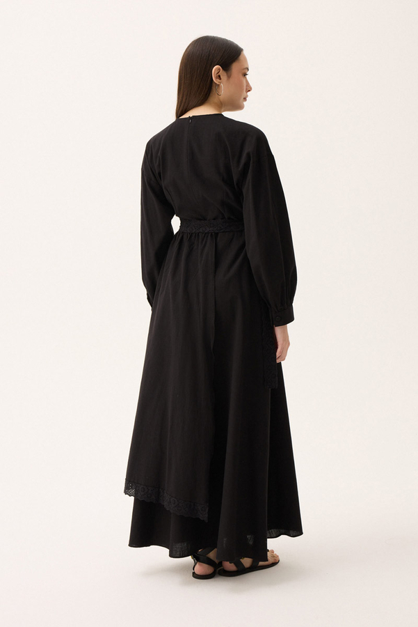 Güpürlü Zeren Elbise Siyah - 12