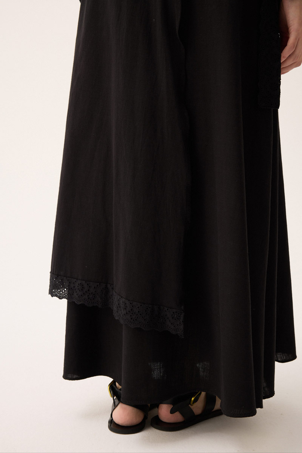 Güpürlü Zeren Elbise Siyah - 13