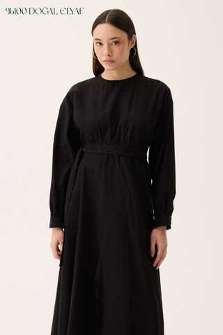 Güpürlü Zeren Elbise Siyah - 1