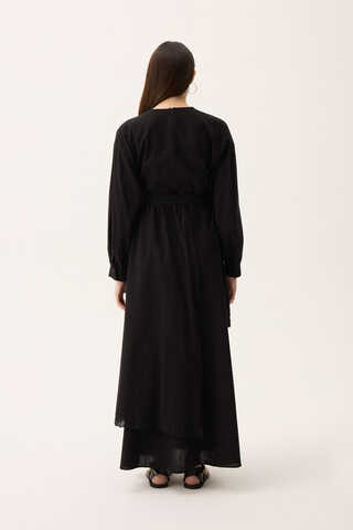 Güpürlü Zeren Elbise Siyah - 11