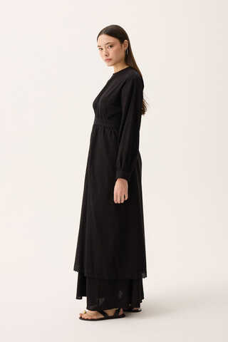 Güpürlü Zeren Elbise Siyah - 3