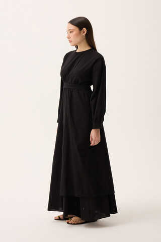 Güpürlü Zeren Elbise Siyah - 8