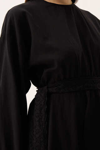 Güpürlü Zeren Elbise Siyah - 9
