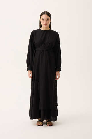 Güpürlü Zeren Elbise Siyah - 5