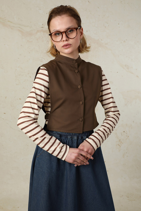 Düğmeli Yelek Kahve