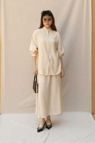 Hakim Yaka Etek Takım Krem - 1