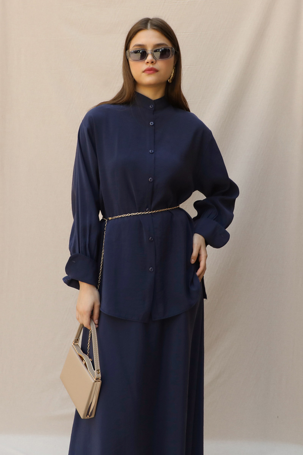 Hakim Yaka Etek Takım Lacivert - 3