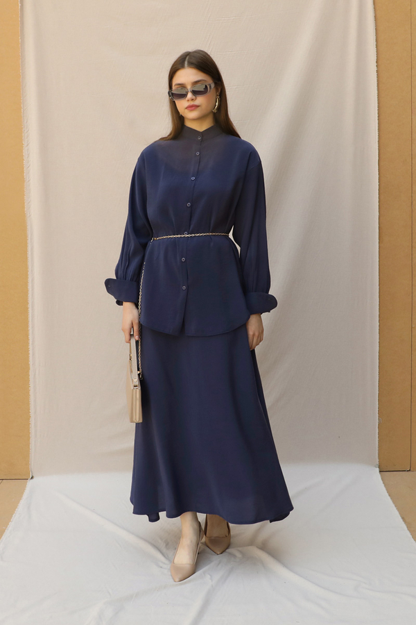 Hakim Yaka Etek Takım Lacivert - 1
