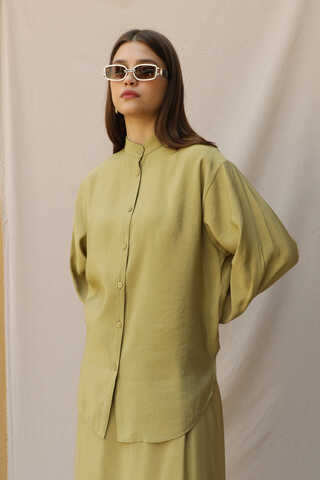 Hakim Yaka Etek Takım Yağ Yeşili - 1