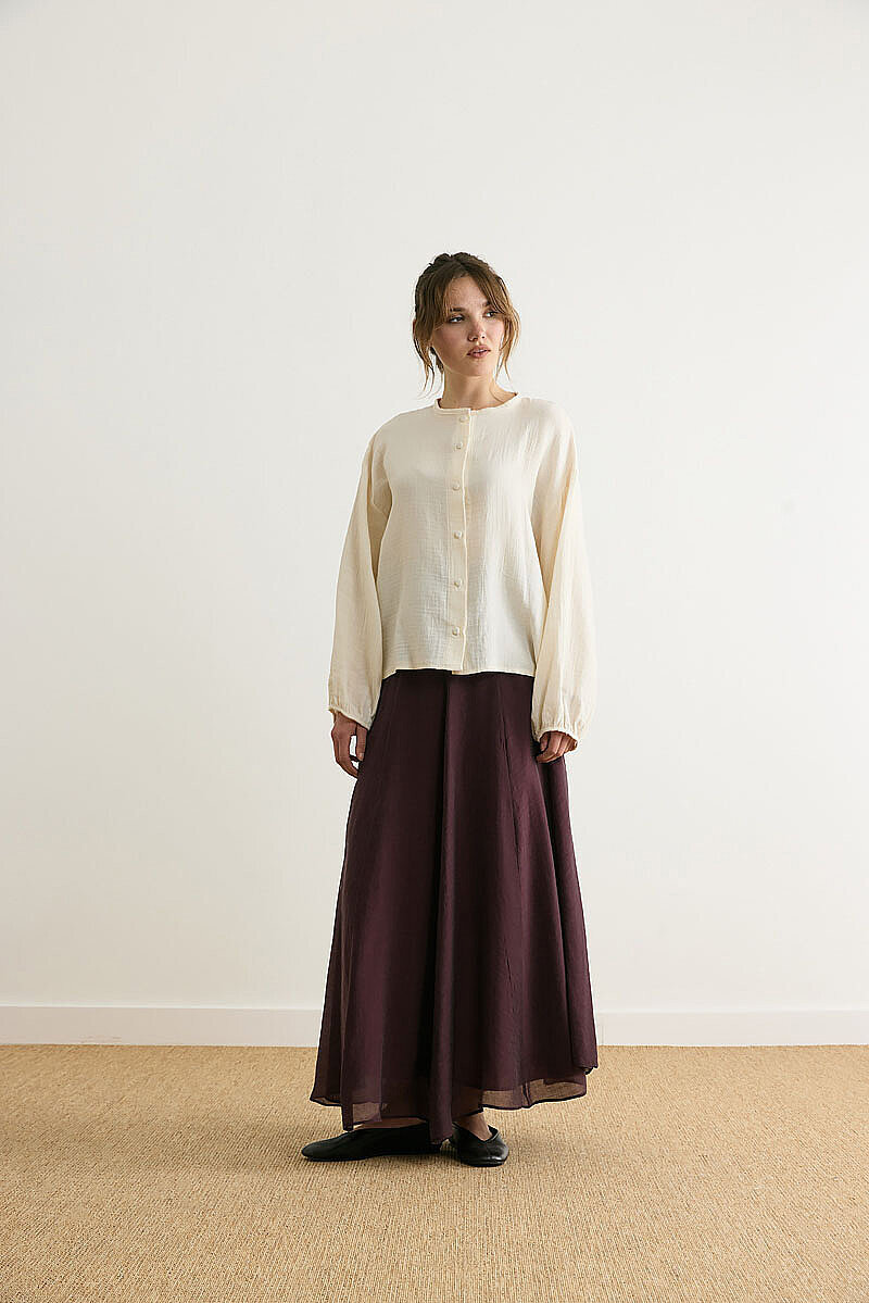 Hakim Yaka Müslin Gömlek Ekru