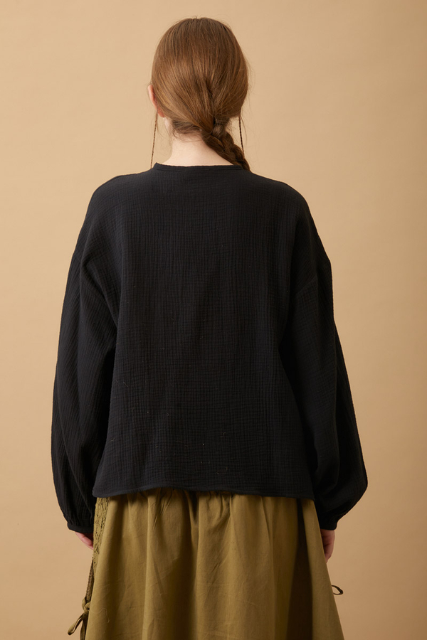 Hakim Yaka Müslin Gömlek Siyah - 6