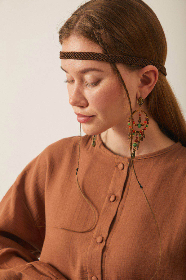 Hakim Yaka Müslin Gömlek Taba - 4