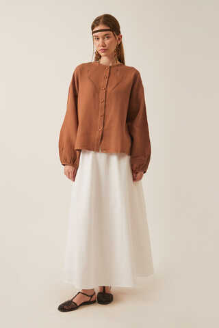 Hakim Yaka Müslin Gömlek Taba - 2