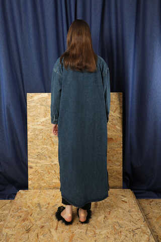 Denim Tunik Elbise Koyu Mavi - 7