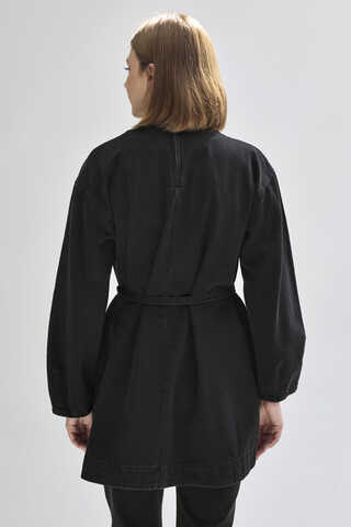 Half Button Denim Tunic Black - 9