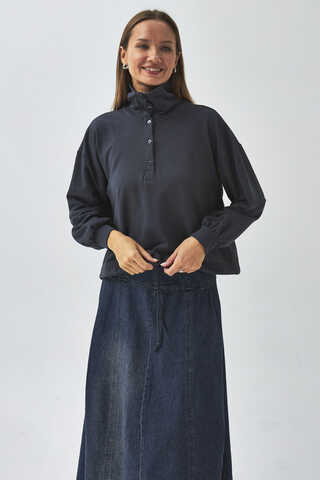 Half Button Sweatshirt Anthracite - 3