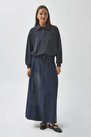 Half Button Sweatshirt Anthracite - 5