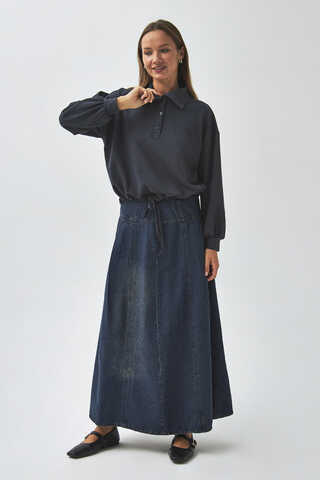 Half Button Sweatshirt Anthracite - 7