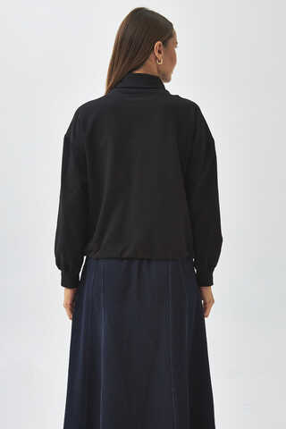 Half Button Sweatshirt Black - 9