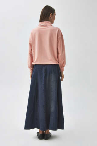 Half Button Sweatshirt Dusty Pink - 10