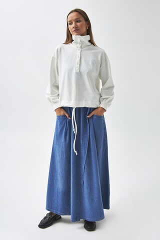 Half Button Sweatshirt Ecru - 2