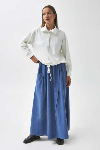 Half Button Sweatshirt Ecru - 6