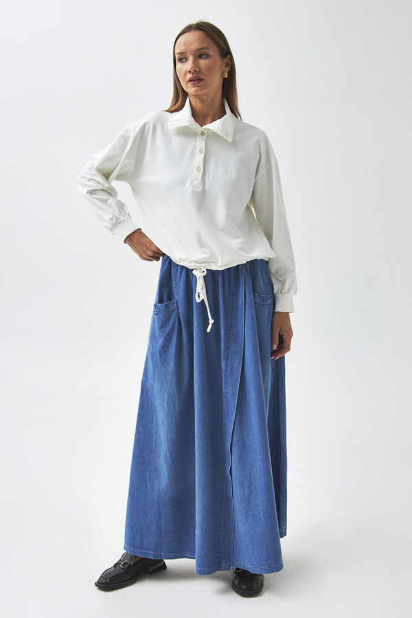 Half Button Sweatshirt Ecru - 6