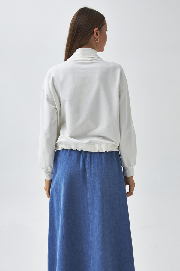 Half Button Sweatshirt Ecru - 10