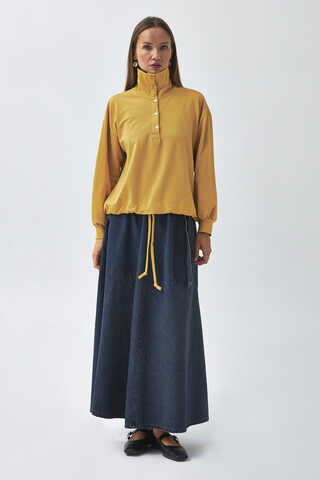 Half Button Sweatshirt Mustard - 1