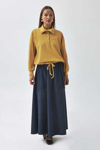 Half Button Sweatshirt Mustard - 3