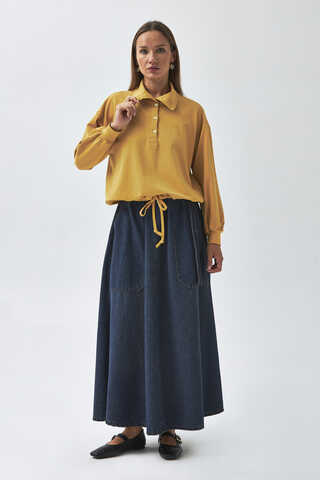 Half Button Sweatshirt Mustard - 4