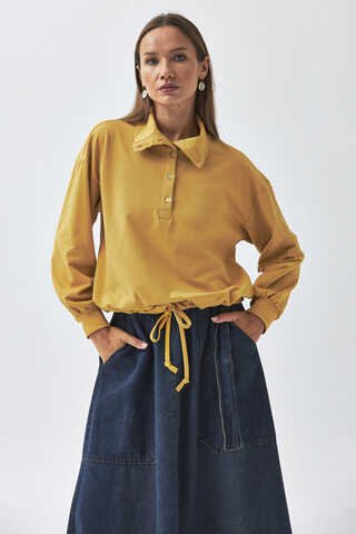 Half Button Sweatshirt Mustard - 10