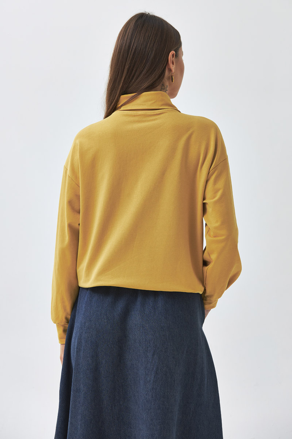 Half Button Sweatshirt Mustard - 11