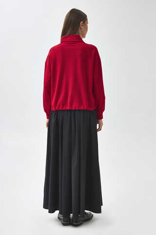 Half Button Sweatshirt Red - 11