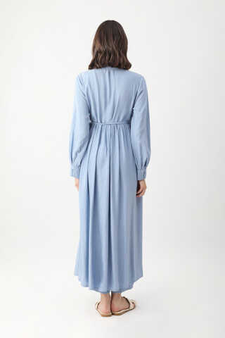 Half-Buttoned Abaya Set in Baby Blue - 8