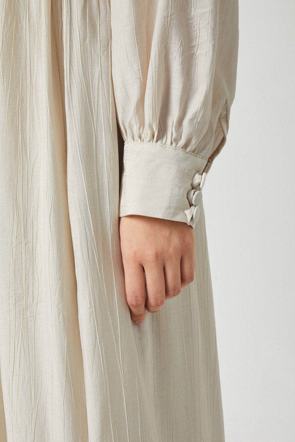 Half-Buttoned Abaya Set in Ecru - 4