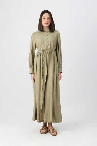 Half-Buttoned Abaya Set in Khaki - 1