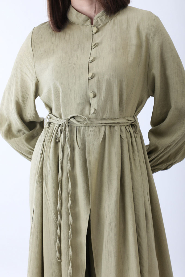 Half-Buttoned Abaya Set in Khaki - 6