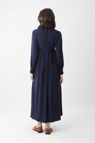 Half-Buttoned Abaya Set in Navy Blue - 9