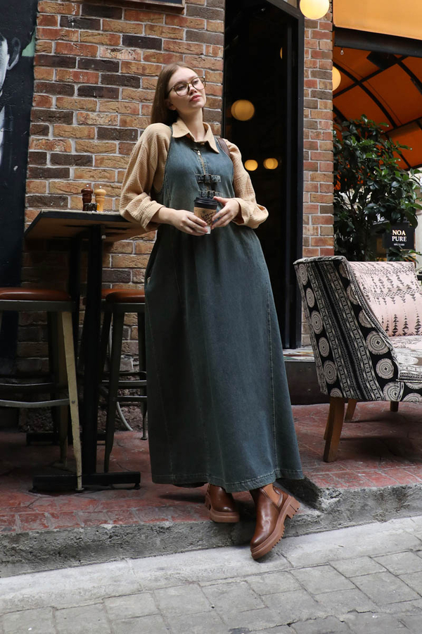 Halter Yaka Denim Jile Koyu Mavi - 4