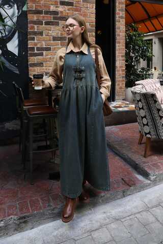 Halter Yaka Denim Jile Koyu Mavi - 8